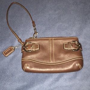 Coach brown leather wristlet HOST PICK! 😍